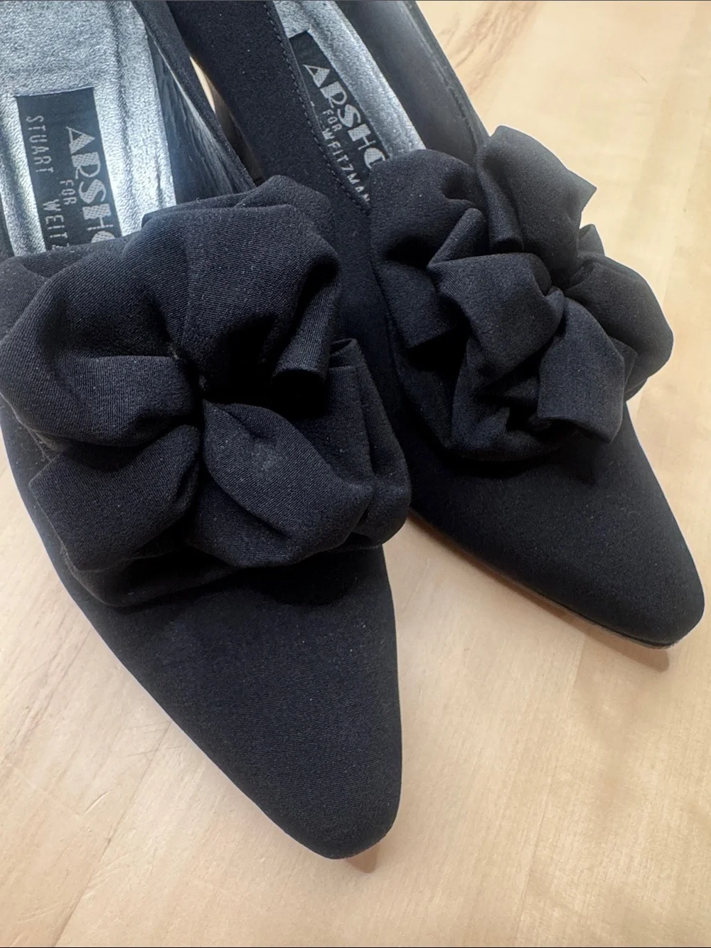 Stuart Weitzman Arsho for Stuart Weitzman Black Pointed Toe Vintage Heels 7.5
